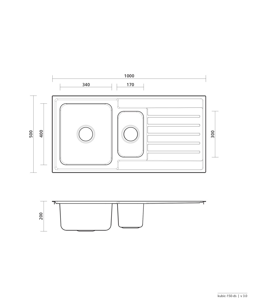 Kubic 150 1 & 1/2 Bowl Sink - Image 2