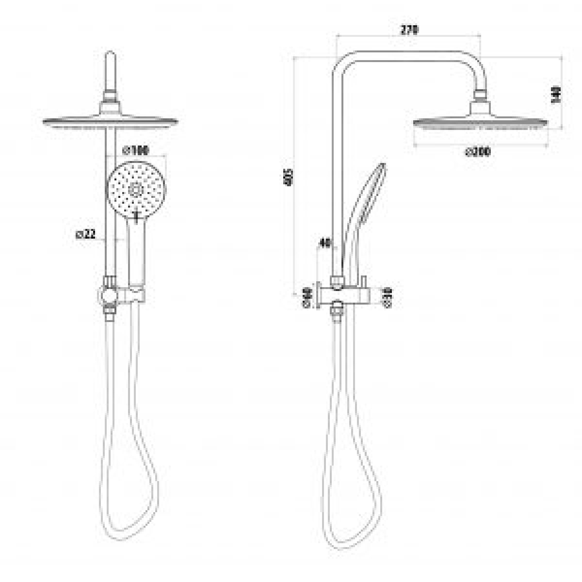 Elle Stainless Steel Twin Shower & Elle/Loui shower set - Image 3
