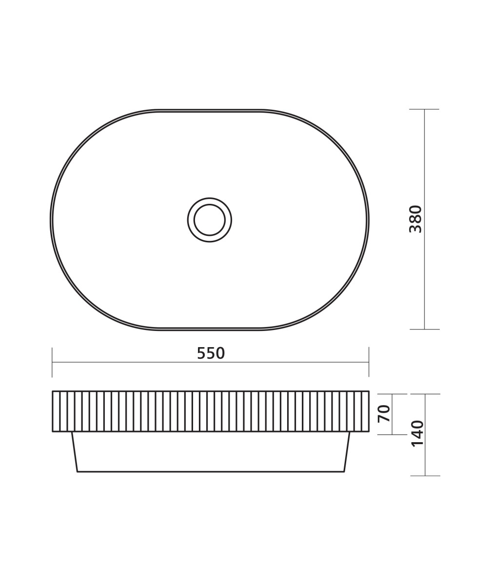 Cleo 550 Ceramic inset above counter fluted basin - Image 2