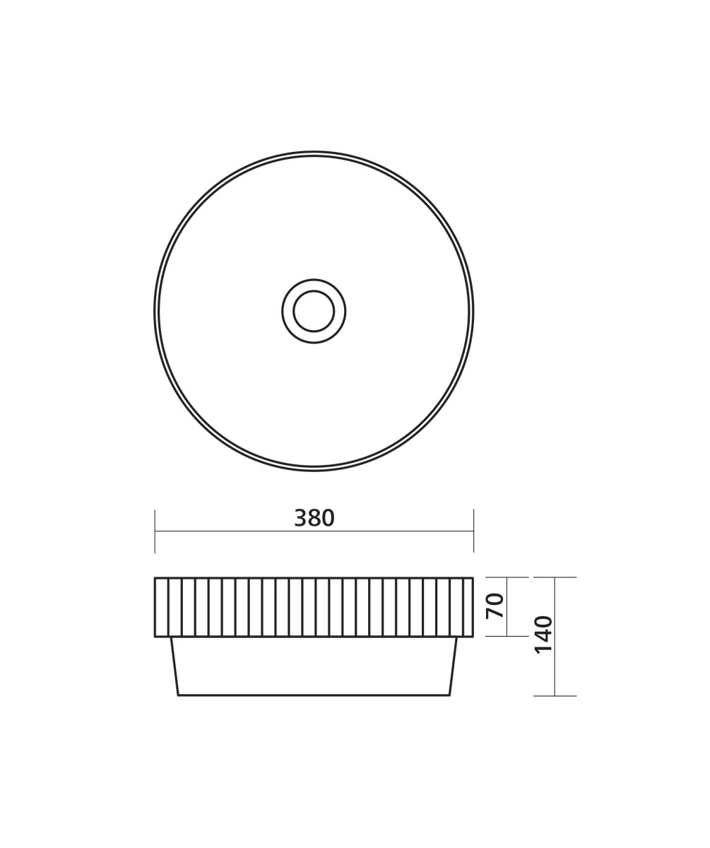 Cleo 380 ceramic inset above counter fluted basin - Image 3