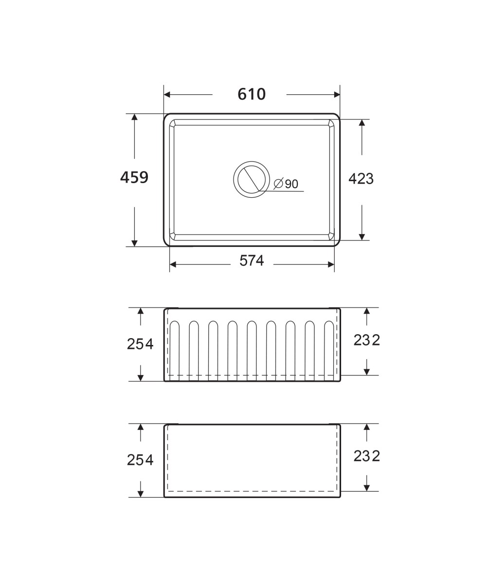 Odessa 610 1 Bowl Apron ceramic sink - Image 2