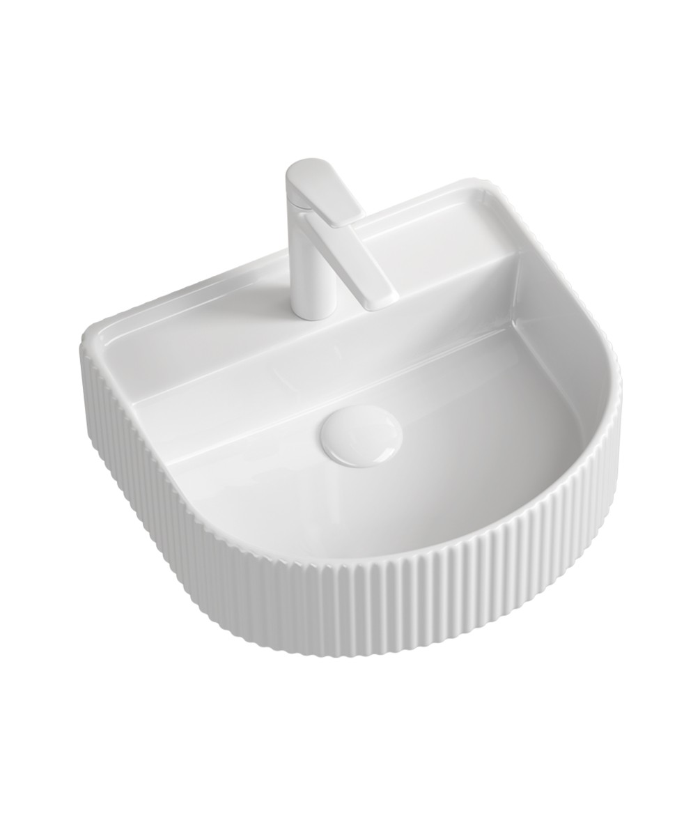 Cleo 404 D shaped Ceramic above counter fluted basin