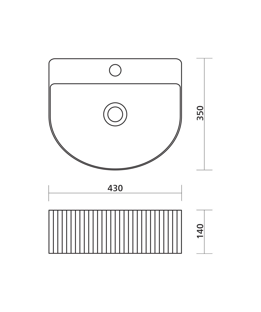 Cleo 404 D shaped Ceramic above counter fluted basin - Image 3