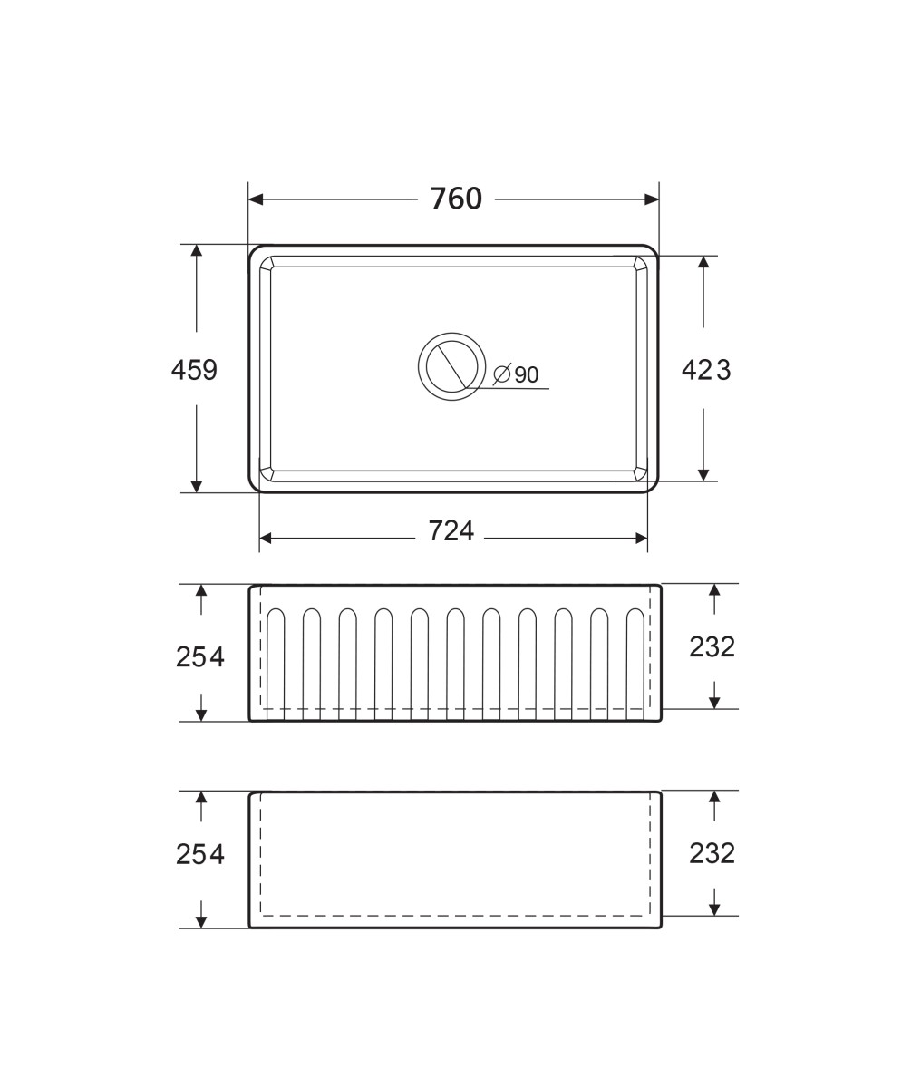 Odessa 760 1 bowl dual mount ceramic sink - Image 3