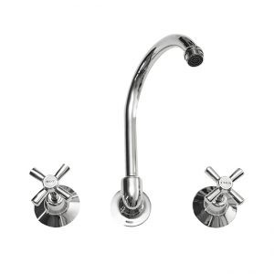 Easy Clean Wall sink set with Gooseneck spout
