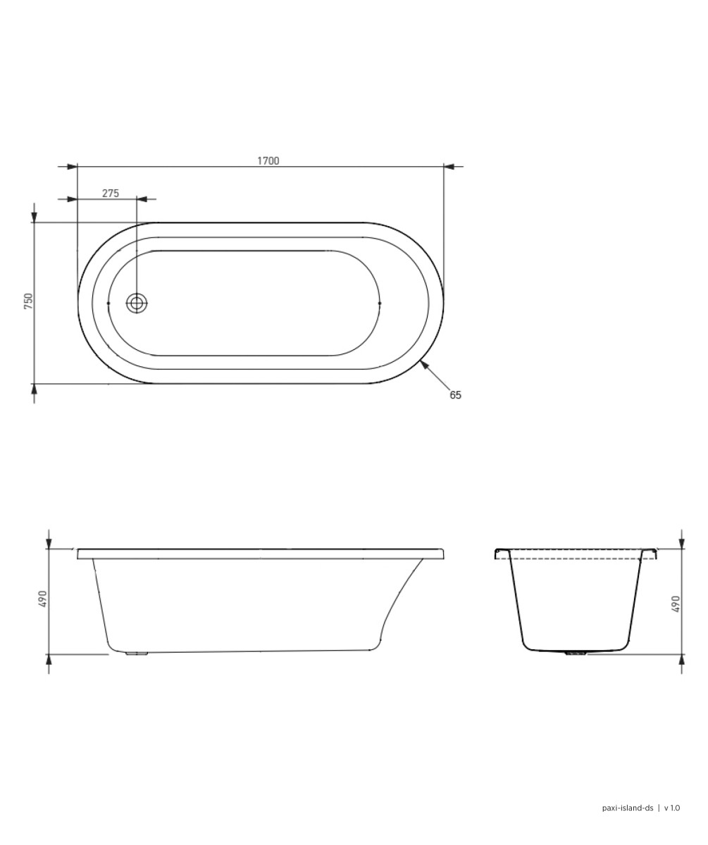 LIMNI 135 - 1700mm Island Bath - Image 3