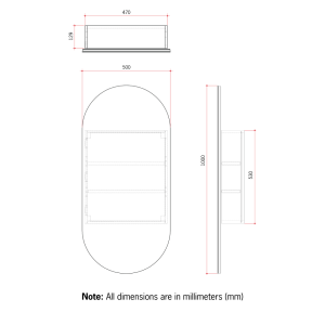 Lincoln Mirror Cabinet - Pill Shaped - Image 8