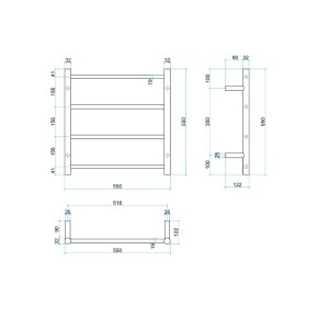 SR25 4 Rung Heated Towel Rail 12V Round Profile - Image 3