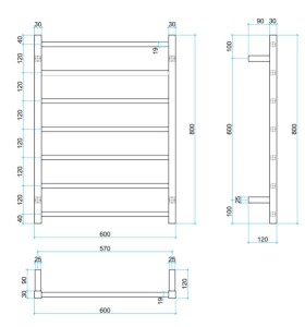 240V Brushed Stainless Steel Range Heated Towel Rails - Image 7