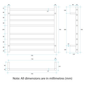240V Brushed Stainless Steel Range Heated Towel Rails - Image 10