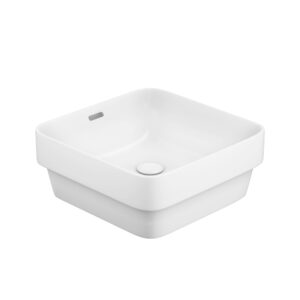 Obello 376 white silk semi inset above counter ceramic basin