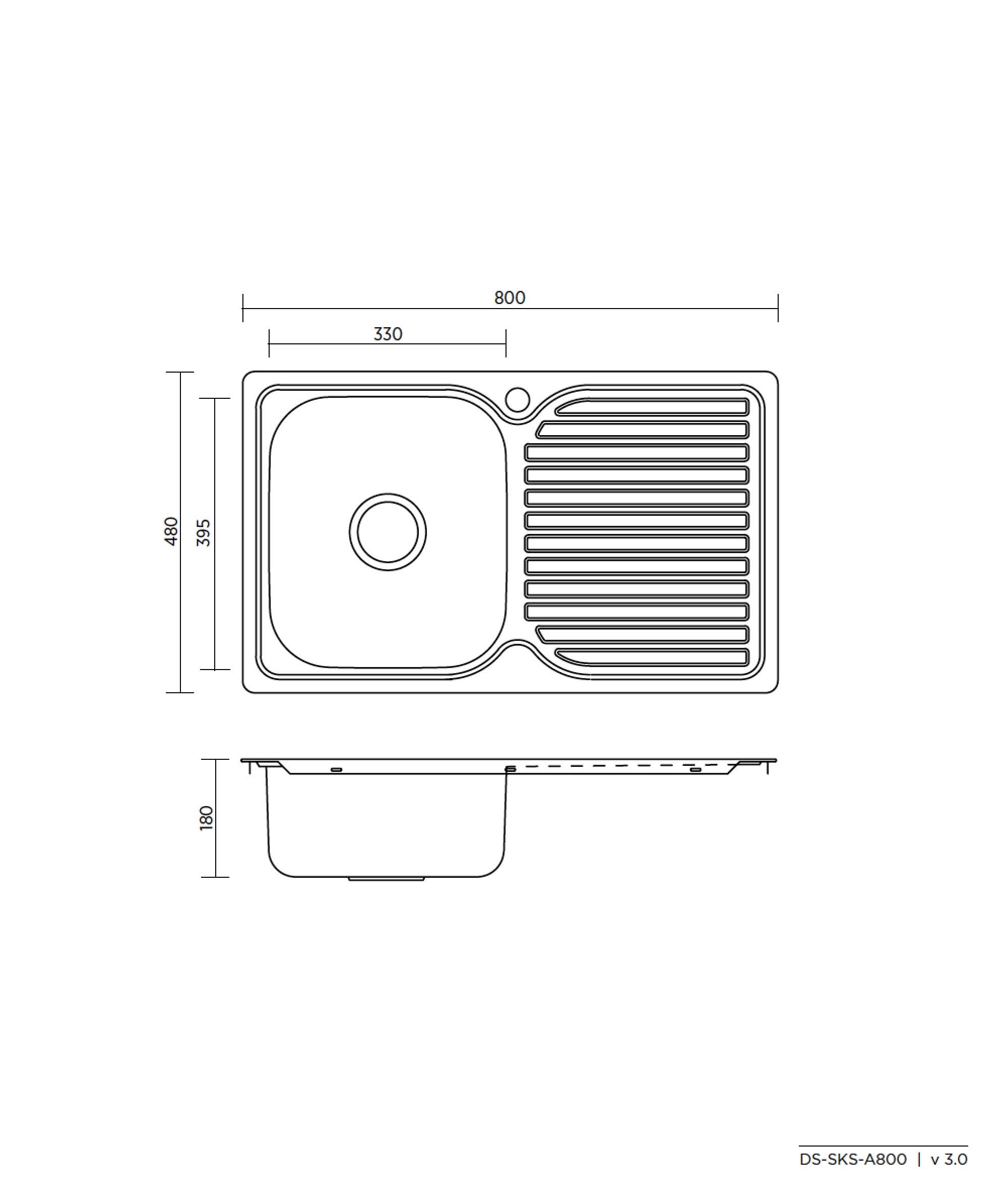 ACERO 800 Sink 1B NOF S/Steel - Image 5