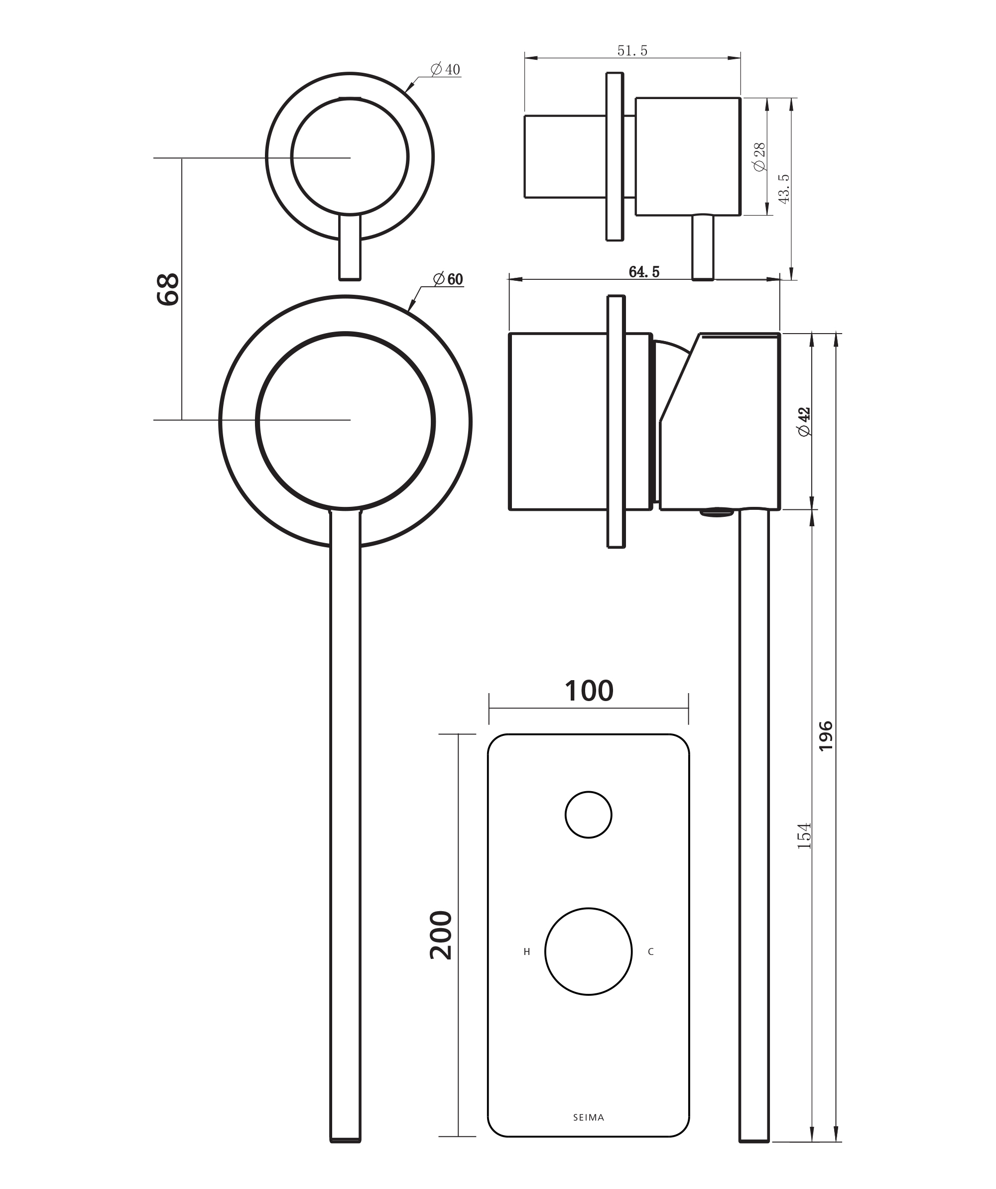 Anson Care Wall Diverter Mixer - Image 2