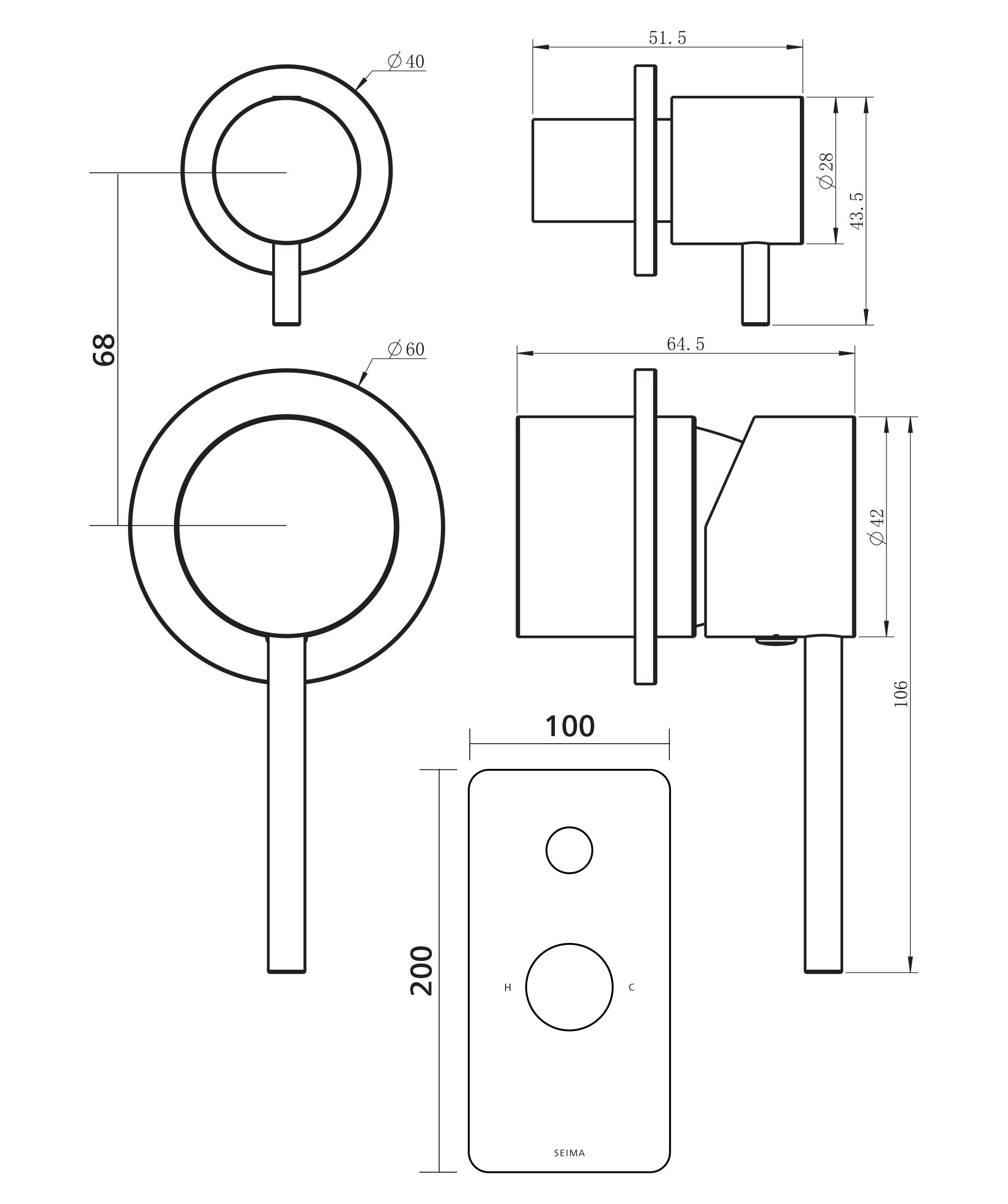 Anson Wall Diverter Mixer Full Plate - Image 2