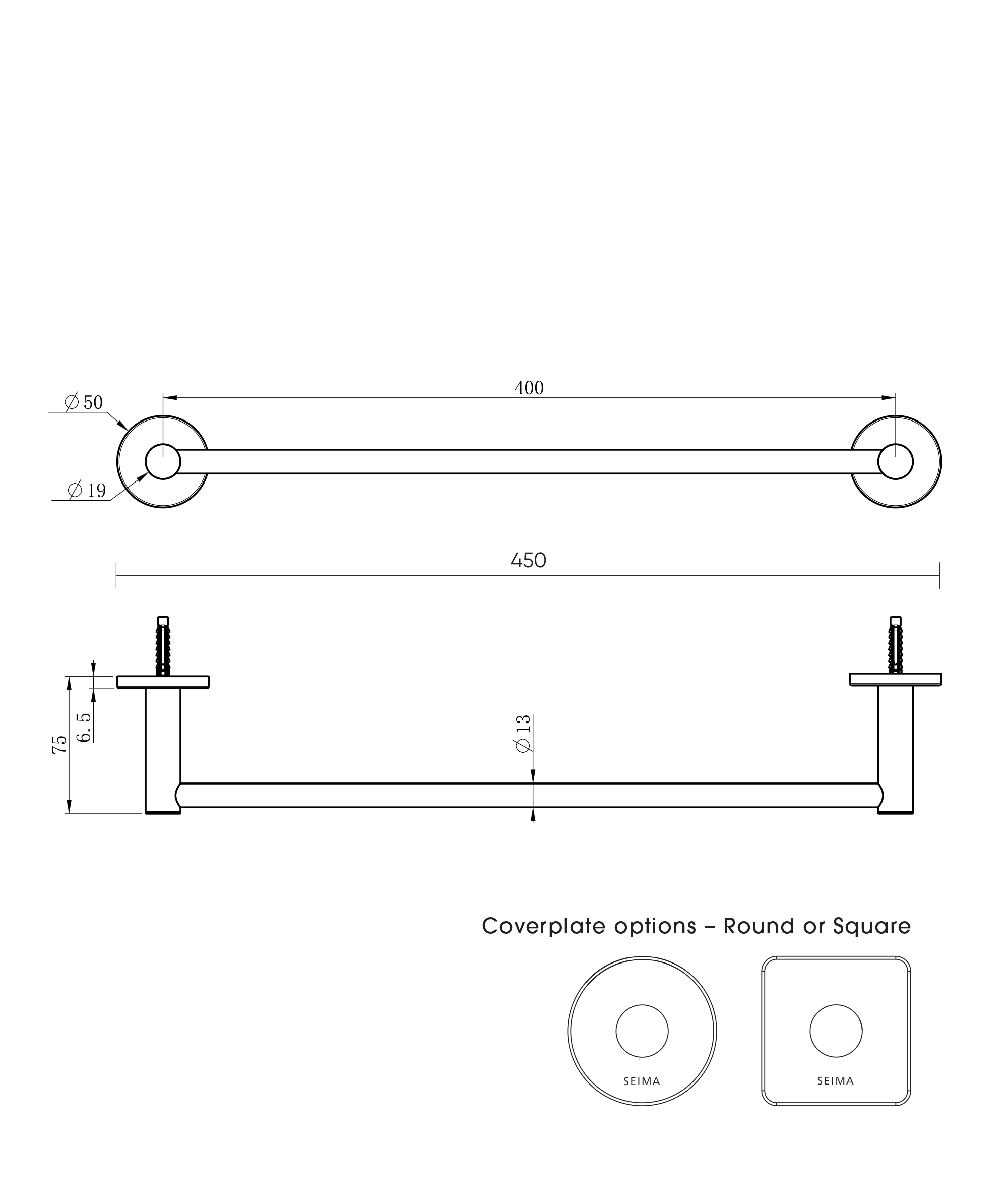 Anson Single Hand Tower Rail Square - Image 2