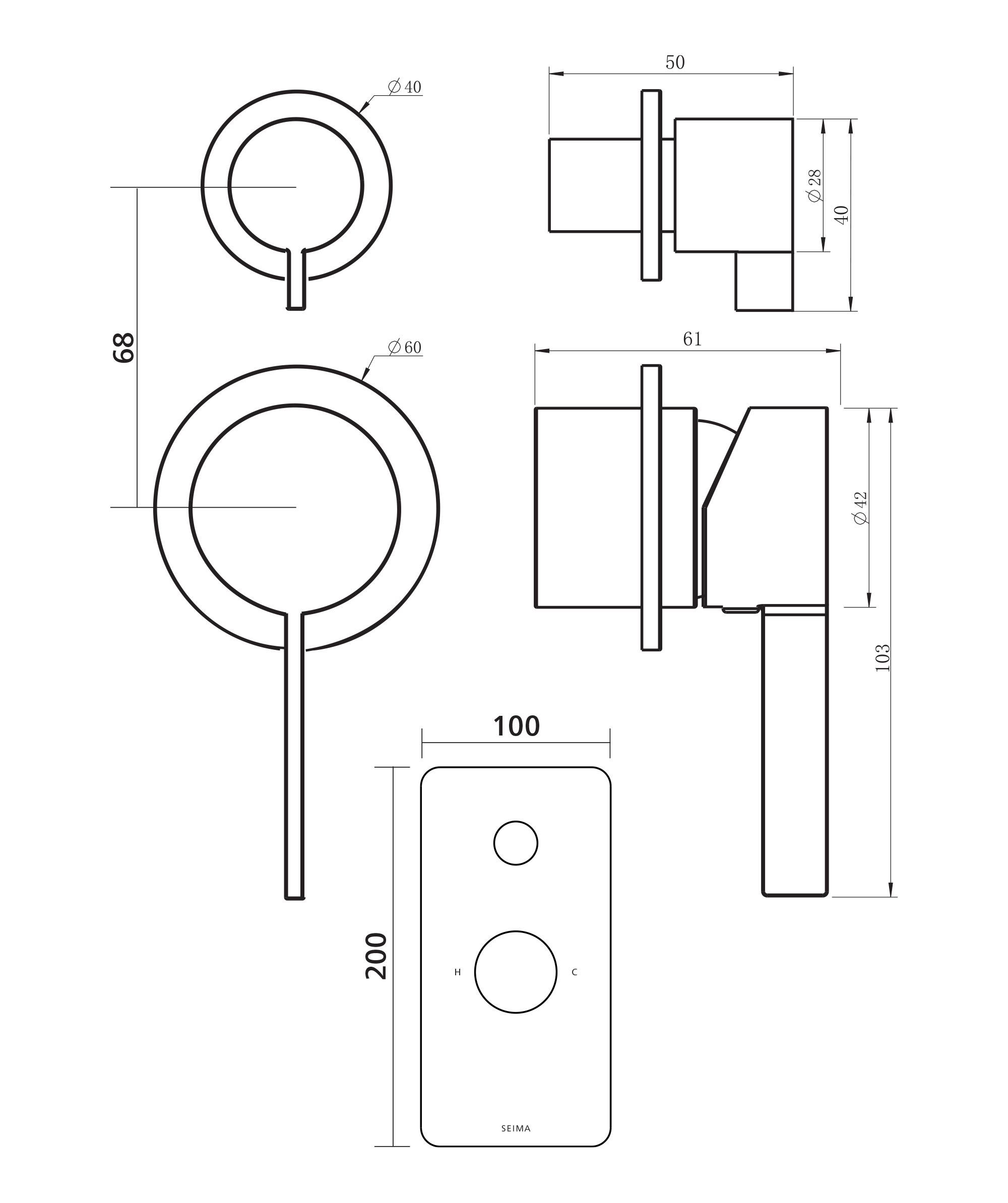 Edge Wall Diverter Mixer Full Plate - Image 2