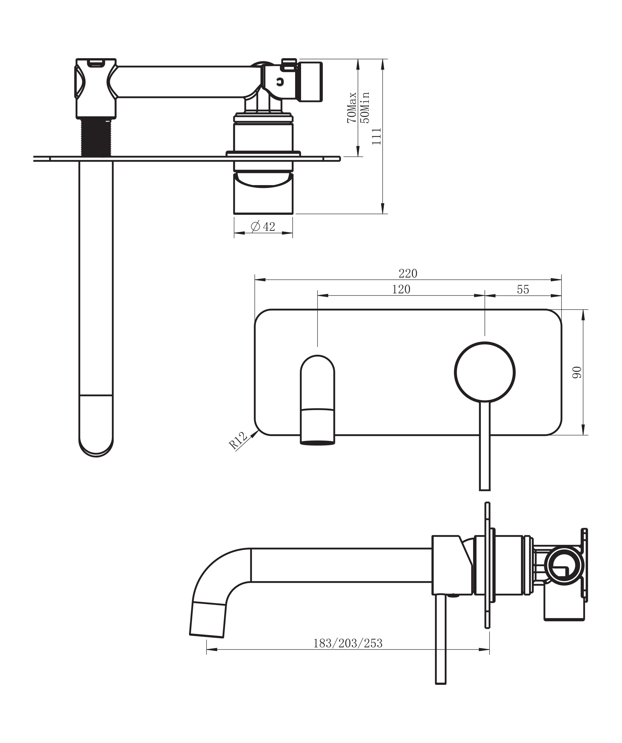 Enna Wall Mixer Set with Full Plate - Image 2