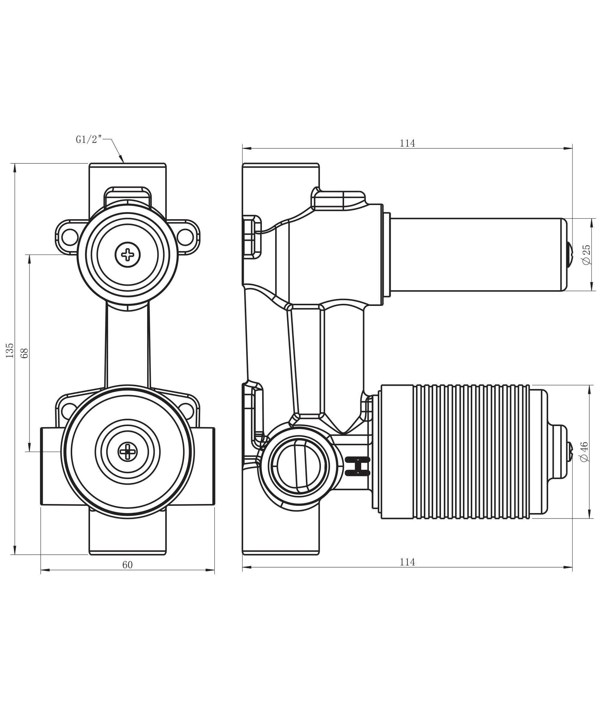 Universal Wall Diverter Mixer Body - Image 3